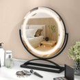 thumbnail image 2 of Costway Miroir de Maquillage Rond de 16 Pouces avec Lumières, 3 Couleurs, Gradable, Commande Tactile, Noir, 2 of 10