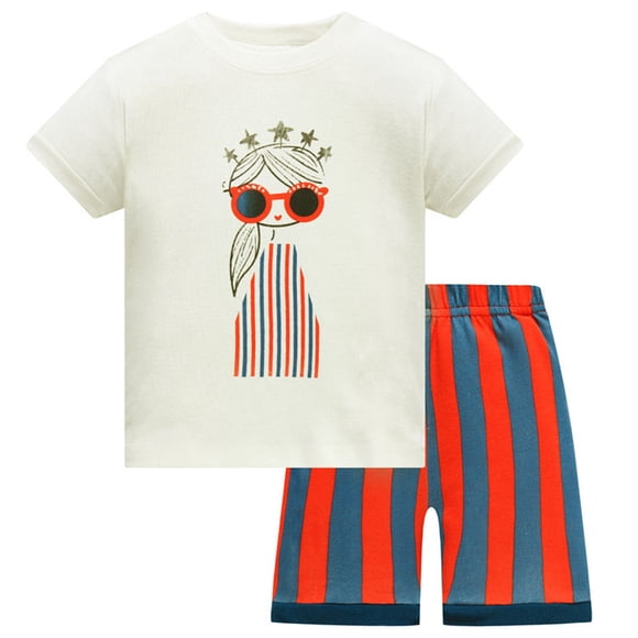 Luvoko Toddler Boys T-Shirt Two Piece Set Little girl Boy Shirt T-Shirts Shorts Outfit Sleep Shorts Boys Boys Casual Playwear (Red,2-3 Years)