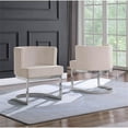 thumbnail image 2 of Velvet Beige Accent Chair with Silver Chrome Base - 1 Chair, 2 of 4