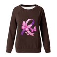 thumbnail image 4 of Rbaofujie Chandails Légers pour Femmes Femmes Mode Décontractée Imprimé Col Rond Ample Manches Longues T-shirt Hauts Blouse Brun Chandails à Capuche Graphiques pour Femmes, 4 of 4