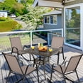 thumbnail image 4 of Costway Lot de 2 Chaises Berçantes de Patio, Berceuses en Métal Robustes pour l'Extérieur, Antidérapantes, Brun, 4 of 8