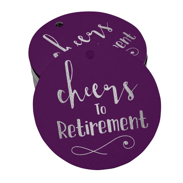 Inkdotpot Pack Of 50 Cheers To Retirement Favor Paper Tags Craft Real Silver Foil Hang Tags