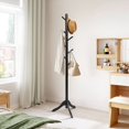 thumbnail image 2 of Costway Wooden Coat Rack Stand Entryway Hall Tree 2 Adjustable Height with 8 Hooks Black, 2 of 10