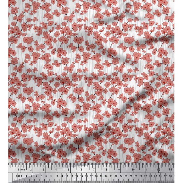Soimoi polyester Crepe Fabric Artistic Floral Print Fabric by Yard 52 Inch Wide