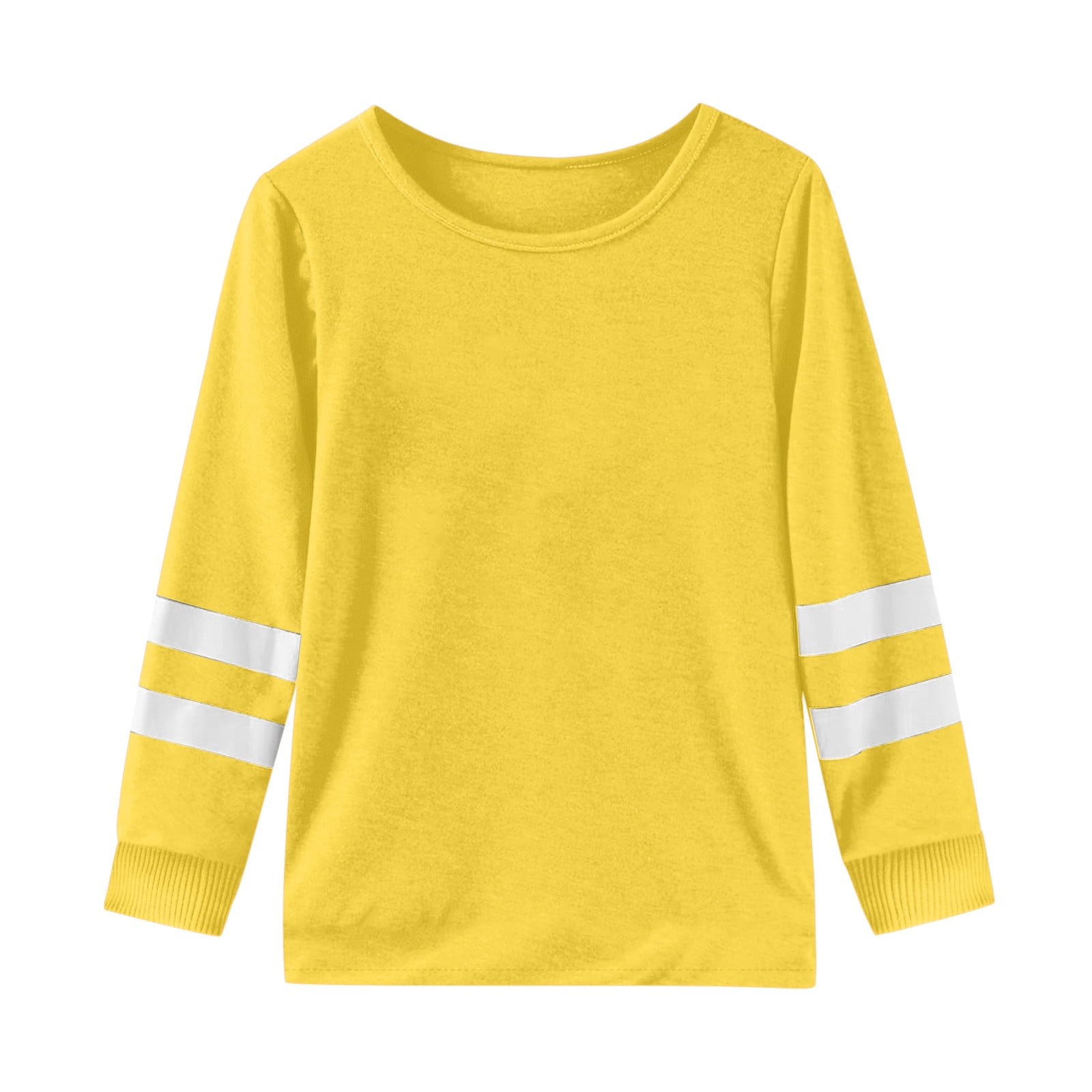 WEIYLL T-Shirts Filles Manches Longues Poignets Col Rond Patchwork Chaud Doux T-Shirt Enfant Hauts pour 6-7 Ans