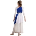 thumbnail image 2 of Jhaoyu Robe de Danse Asymétrique pour Filles Enfants, Robe de Prière Liturgique à Blocs de Couleur Bleue 6, 2 of 7