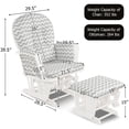 thumbnail image 3 of Costway Glider and Ottoman Cushion Set Wood Baby Nursery Rocking Chair Light Grey, 3 of 10