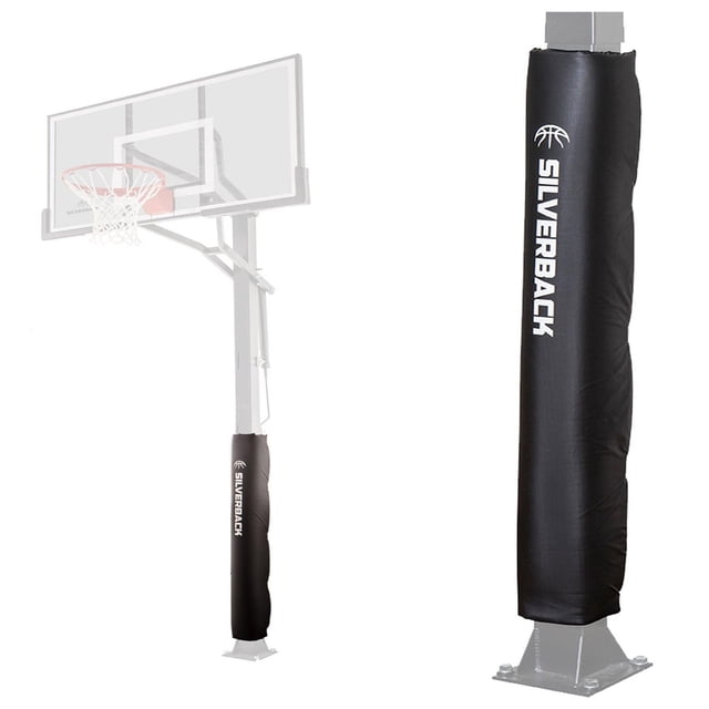 Silverback Basketball Coussinet Noir avec logo Blanc, Amorti de 1,5 Po d'Épaisseur Sécurisé par des Sangles Velcro Robustes Autour du Panier de Basketball. Résistant aux Intempéries et durable, Protège les Joueurs contre les Impacts et Convient à Plusieurs Modèles de Panier Silverback Encastré dans le Sol.