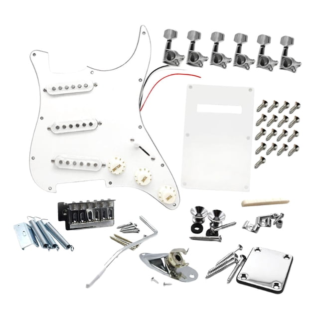 Milaget DIY Electric Guitar Kits Portable Retro Multifunction Backplate Accesssories white B