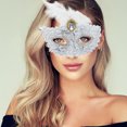 thumbnail image 5 of Unique Bargains Halloween Christmas 1 Pc Dragon Pattern Feather Half Face Party Mask for Masquerade Party White, 5 of 5