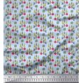 thumbnail image 1 of Soimoi Silk Fabric Text,Tree & Owl Cartoon Printed Craft Fabric by The Yard 42 Inch Wide, 1 of 3