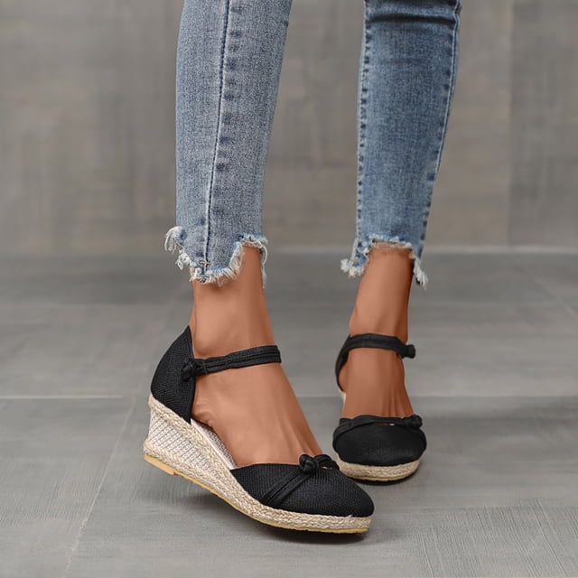 Weiqiqre Sandales à Enfiler pour Femmes Offres, Chaussures d'Été pour Dames à Plateforme à Talon Compensé à Bout Fermé Sandales Décontractées pour Femmes Rabais