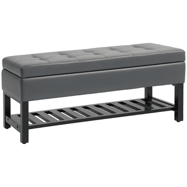 HOMCOM 2 In 1 Lift-top Storage Ottoman Bench Grey