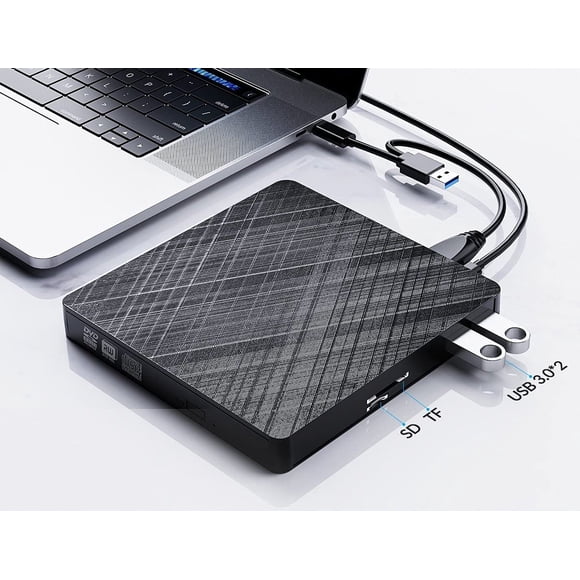 USB 3.0 External DVDRW Portable +/- RW Drive DVD/CD ROM Player Rewriter Burner Compatible with Laptop/PC for PC/Mac/Linux