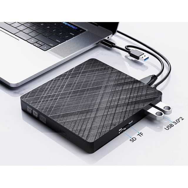 USB 3.0 External DVDRW Portable +/- RW Drive DVD/CD ROM Player Rewriter Burner Compatible with Laptop/PC for PC/Mac/Linux