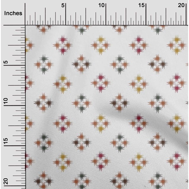 oneOone Tissu Viscose Georgette Imprimé Géométrique Ikat BTY 42 Pouces de Large