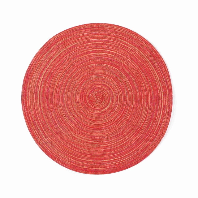Meitianfacai Dining Table Woven Vinyl Non-Slip Washable Cloth Heat Resistant Place Mats for Farmhouse Kitchen Decor Insulation Round Plate Mat, 38cm * 38cm,Red