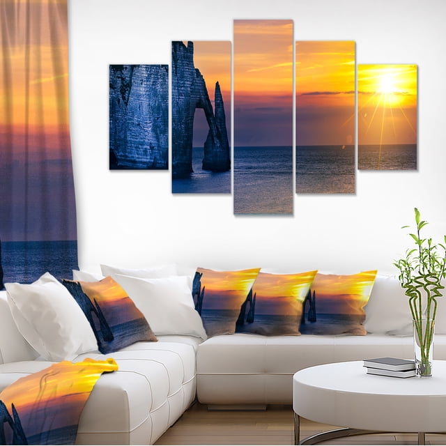 Etretat Cliff Normandy Panorama - Large Seashore Canvas Wall Art