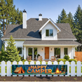 thumbnail image 3 of Forest Design Happy Camper Tent Banner Campfire Nature Scene for Outdoor Adventure Camping Event, 3 of 5