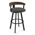thumbnail image 1 of Amisco Lars 29.5" Polyester Swivel Bar Stool in Charcoal Gray/Black, 1 of 3