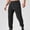 02 Black, variant on Weiqiqre Men Sweatpants Casual Elastic Ankle Binding Solid Color Elastic Waist Jogger Pants Lightweight Activewea
