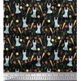 thumbnail image 1 of Soimoi Poly Georgette Fabric Leaves,Carrot & Rabbit Kids Print Sewing Fabric Yard 42 Inch Wide, 1 of 3