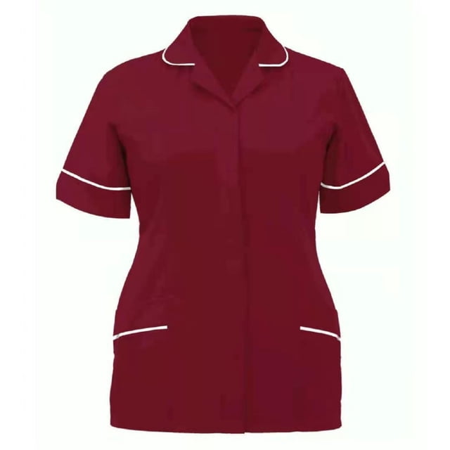 LYMAYTER Womens V-Neck Medical Scrub Tops Button Nosocomium Groggery Be Common Top for S-3XL