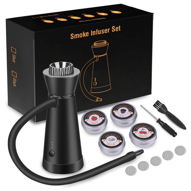 Fumoir à Cocktail, Outil Électrique Portable pour Aliments et Boissons, Injecteur de Fumée Intérieur et Extérieur Fumoir Portatif(A)