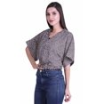 thumbnail image 3 of Moomaya Hauts à Manches Boxy Imprimés pour Femmes, Col en V, Taille Élastique, Kimono, 3 of 4