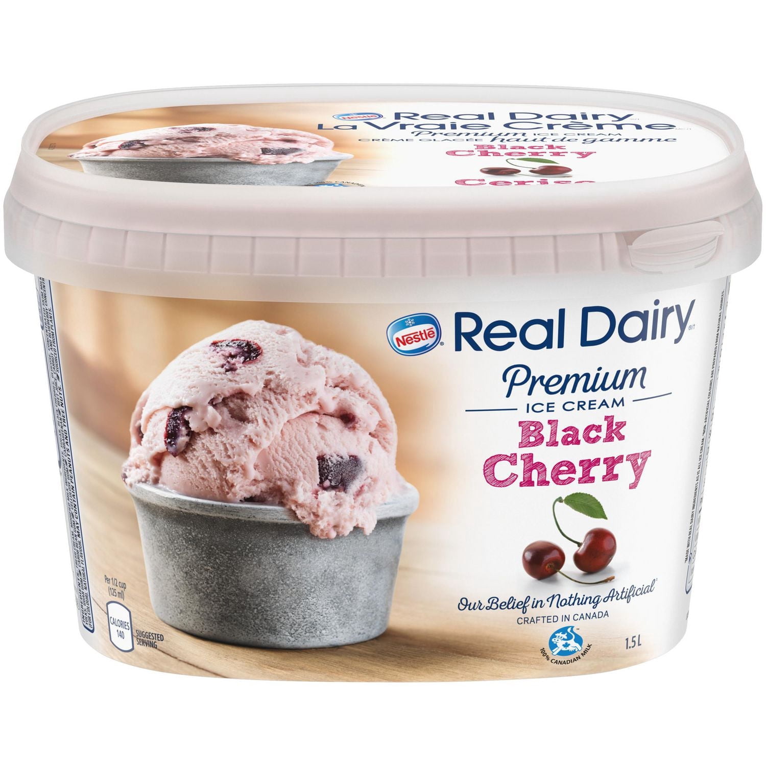 REAL DAIRY Crème Glacée Haut De Gamme Cerise Noire 1,5 L