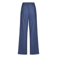 thumbnail image 4 of Timegard Womens Cotton Linen Pants Elastic Waisted Drawstring Straight Leg Solid Color Casual Pants, 4 of 5