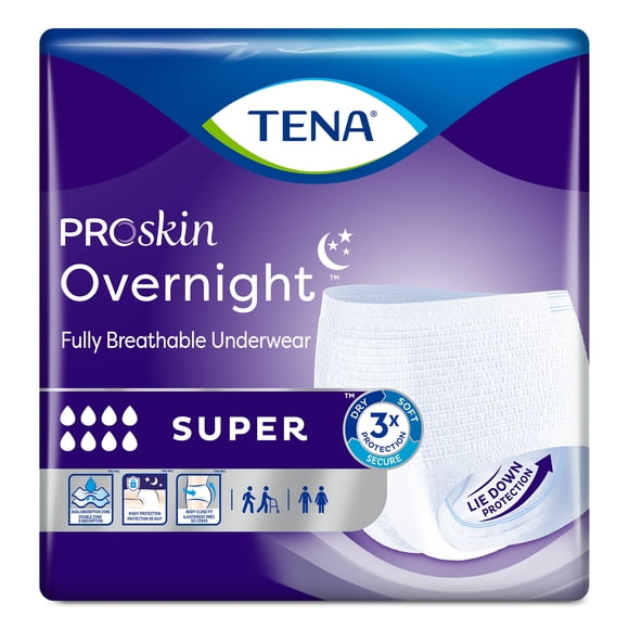 TENA ProSkin Overnight Super Fully Breathable Underwear, X-Large, 48 Count Case