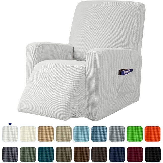 Subrtex Housse Extensible 1 Pce pour Fauteuil Inclinable à Motif Quadrillé Texturé Slipcover avec Poches de Couleur Blanc Cassé. Conçue avec un Motif Quadrillé Texturé, des Coins Élastiques pour un Ajustement Serré et une Poche Latérale pour le Rangement. Idéale comme Protecteur de Fauteuil Inclinable et Housse de Meuble, Elle Est Offerte en Plusieurs Couleurs comme Bleu Marine, Noir, Gris et Plus.