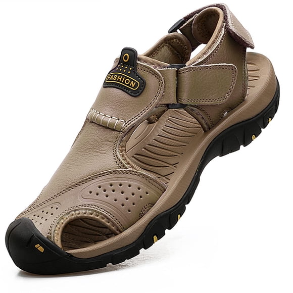 visionreast Sandales de Pêcheur pour Hommes à Bout Fermé en Cuir Sandales de Randonnée en Plein Air de Plage Chaussures Aquatiques Athlétiques