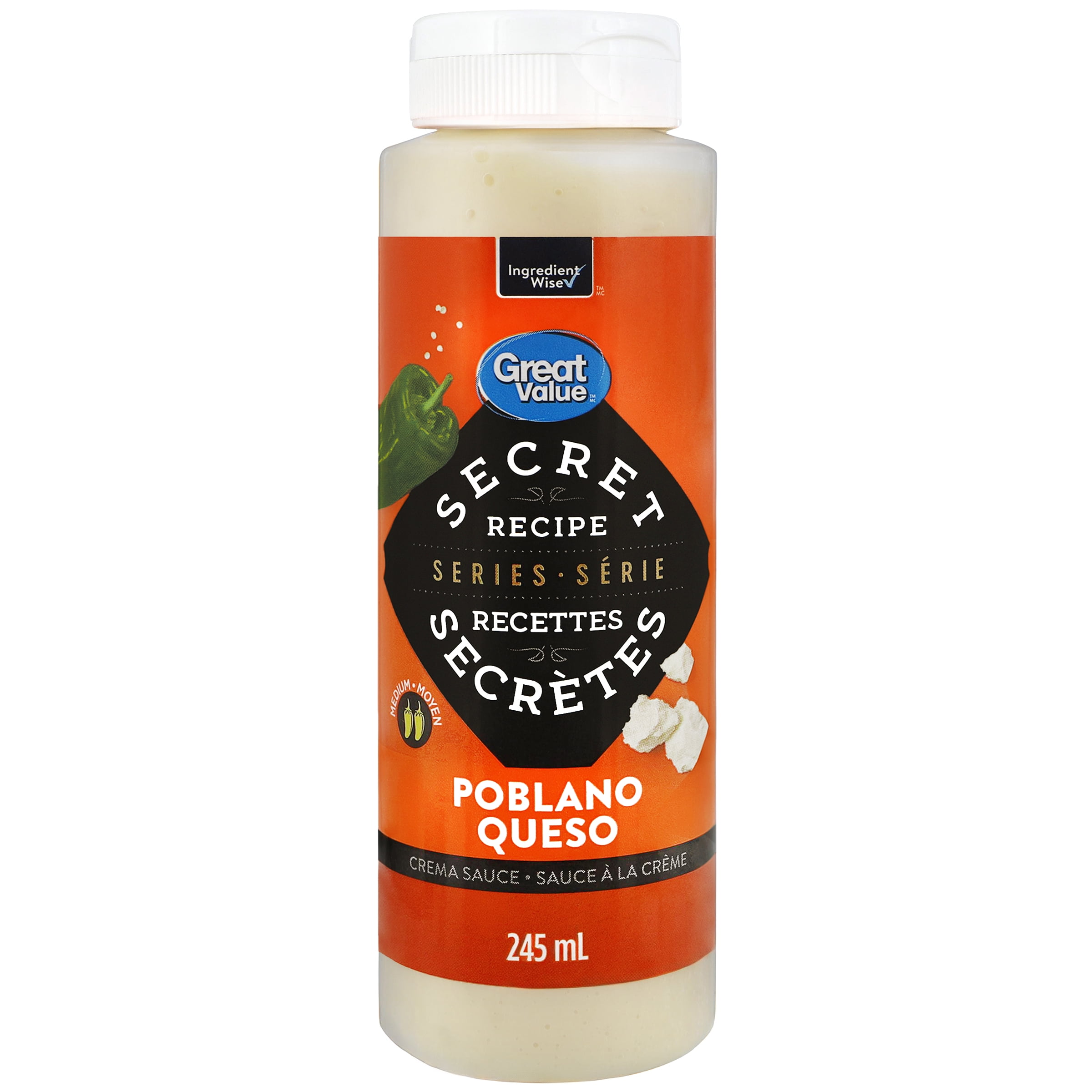 Great Value Série Recettes Secrètes Poblano Queso Sauce à la Crème