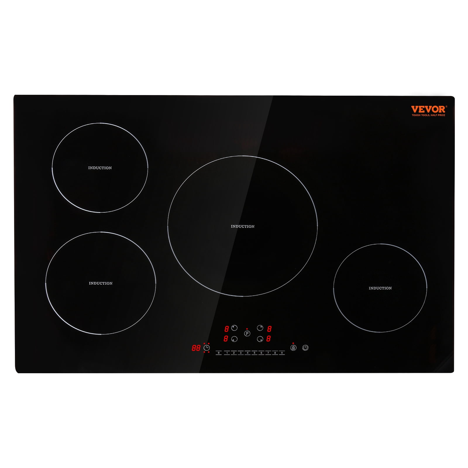 VEVOR Electric Cooktop, 4 Burners, 30'' Induction Stove Top, Built-in Magnetic Cooktop 7500W, 9 Heating Level Multifunctional Burner, LED Touch Screen w/ Child Lock & Over-Temperature Protection