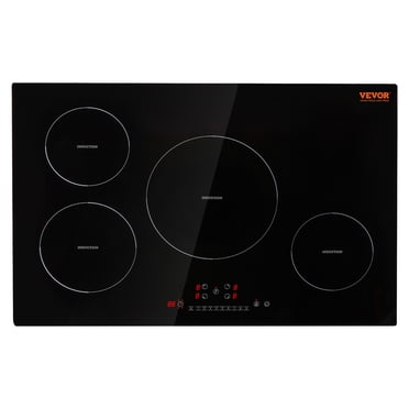 VEVOR Plaque de Cuisson Électrique, 4 Brûleurs, Cuisinière à Induction 30 Pieds', Plaque de Cuisson Magnétique Intégrée 7500W, Brûleur Multifonction à 9 Niveaux de Chauffage, Écran Tactile LED avec Verrouillage pour Enfants et Protection contre la Surchauffe