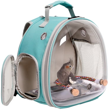 Bird Carrier Cage, Bird Travel Backpack with Stainless Steel Tray and Standing Perch (Green)