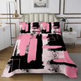 thumbnail image 1 of Erosebridal Abstract Graffiti Stripes Bedspread Queen Size Pink White Microfiber, 1 of 6