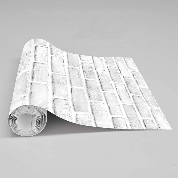 UMIGGEE 17.7" X 393.7" Gray/White Brick Wallpaper Peel and Stick Removable Wall Paper Self-Adhesive Brick Backsplash Wallpaper fot Funiture Home Decoration