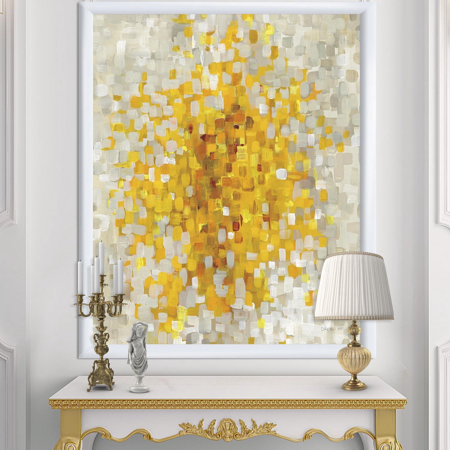 Designart Glam Jaune Explosion Blocs Art mural encadré