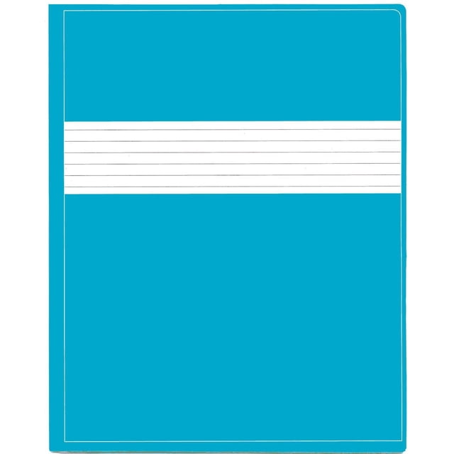 Hilroy Pocket & Prong Portfolio 11-1/2" X 9-1/4" with blue paper cover and white lined label area, featuring pockets and prongs to securely hold documents, ideal for organizing papers in office or school settings.