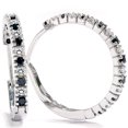 thumbnail image 1 of 1/2ct Black & White Diamond Hoops 14K White Gold, 1 of 1
