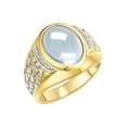 thumbnail image 3 of RYLOS Men's Rings Yellow Gold Plated Silver Nugget Ring with Cabochon Gemstone & Diamonds Aquamarine Rings For Men Size 9, 3 of 7