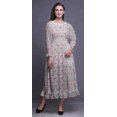 thumbnail image 2 of Bimba Robe Maxi à Volants pour Femmes, Florale, Manches Bishop, Col Rond, Taille Smockée - X-Grand, 2 of 5