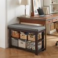 thumbnail image 4 of LEDREM Shoe Bench with Cushion, 3-Tier Sturdy Entryway Shoe Rack Organizer, Brown and Grey, 4 of 6