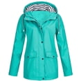 thumbnail image 1 of aohooy Manteaux de Pluie Grande Taille pour Femmes Légers à Rayures à Capuche Imperméable Extérieur Voyage Randonnée Coupe-Vent 2025 Vert,G, 1 of 4