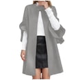 thumbnail image 2 of Lovzfmll Manteau Trench en Laine pour Femme, Revers Cranté Mode avec Poches à Rabat Gris, 3TG, 2 of 3