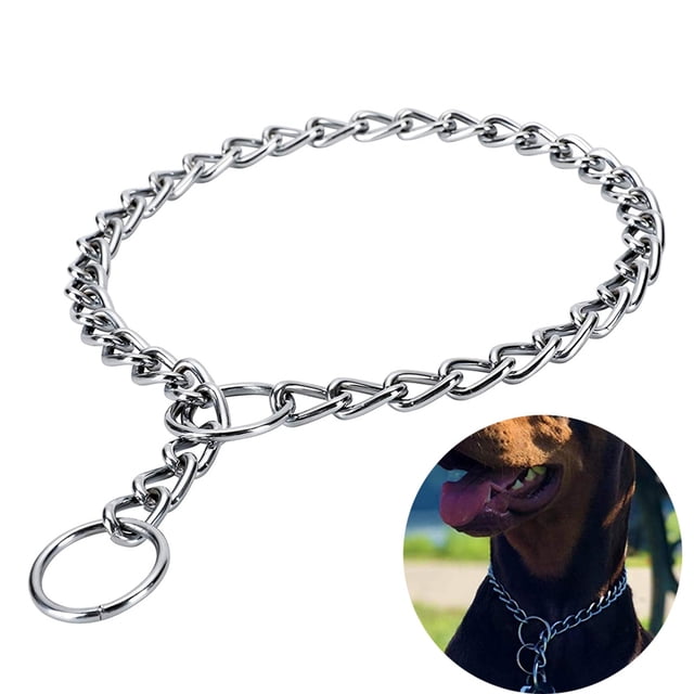 Chain Dog Training Choke Collar, Adjustable Stainless Steel Chain Dog Collar, Strong, Durable, Weather Proof, Tarnish Resistant Metal Links Walking Training Collar, for Small, Medium, Large Dogs(S)
