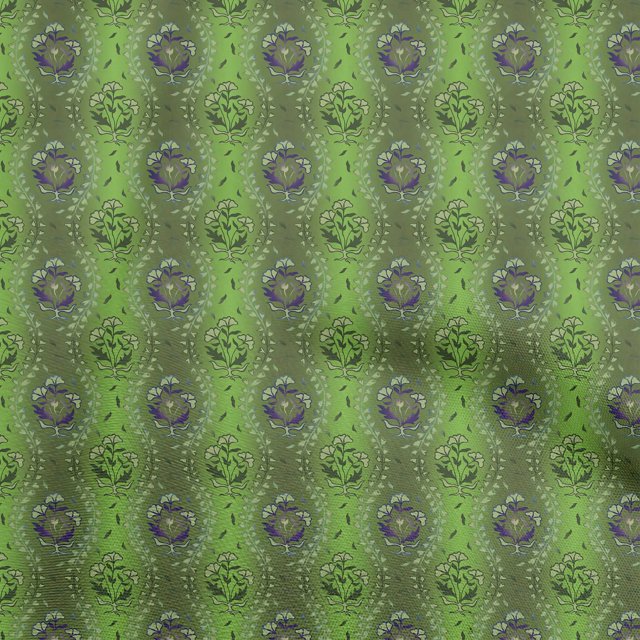 oneOone Viscose Chiffon Light Green Fabric Leaves Craft Projects Decor Fabric Printed By The Yard 42 Inch Wide